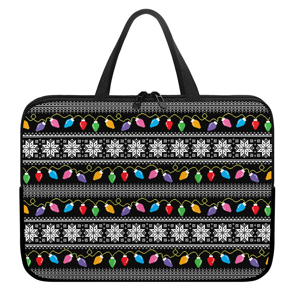 Christmas Tree Lights Print Laptop Sleeve With Handle
