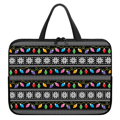 Christmas Tree Lights Print Laptop Sleeve With Handle
