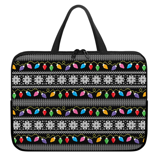 Christmas Tree Lights Print Laptop Sleeve With Handle