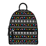 Christmas Tree Lights Print Leather Backpack