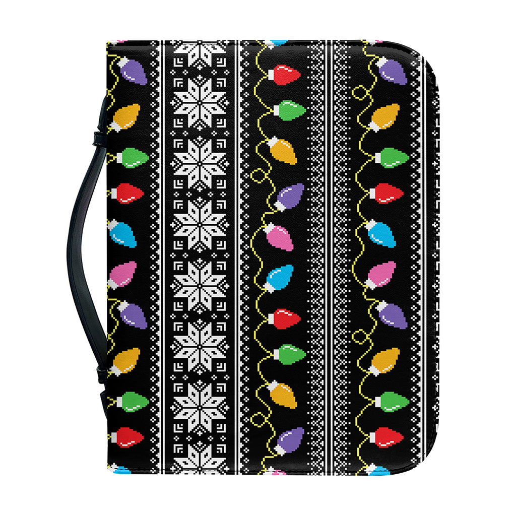 Christmas Tree Lights Print Leather Bible Cover