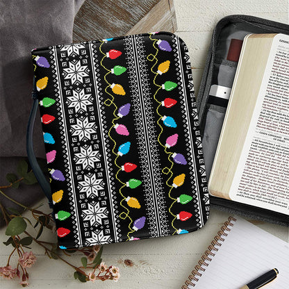 Christmas Tree Lights Print Leather Bible Cover