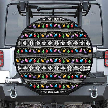 Christmas Tree Lights Print Leather Spare Tire Cover