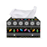 Christmas Tree Lights Print Leather Tissue Box Cover