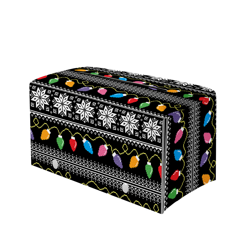 Christmas Tree Lights Print Leather Tissue Box Cover