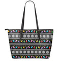 Christmas Tree Lights Print Leather Tote Bag With Zipper