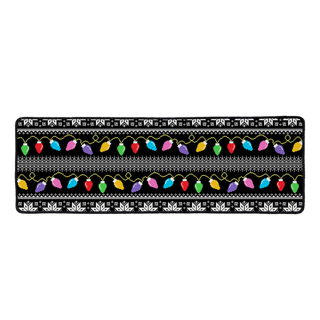 Christmas Tree Lights Print Long Kitchen Mat