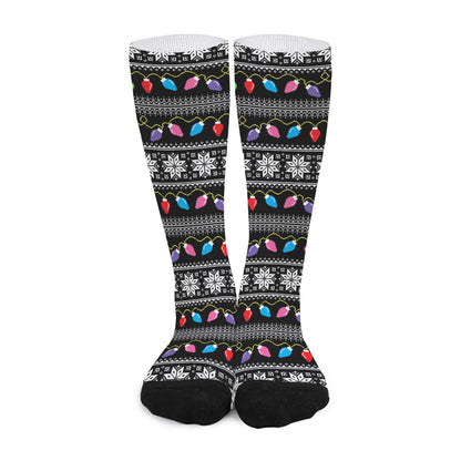Christmas Tree Lights Print Long Socks