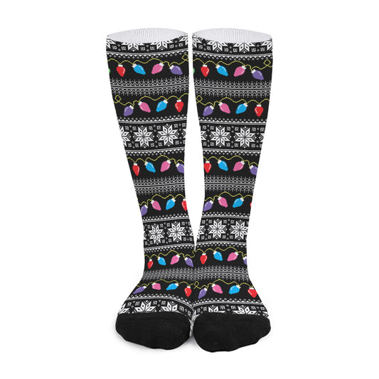 Christmas Tree Lights Print Long Socks