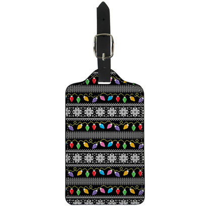 Christmas Tree Lights Print Luggage Tag