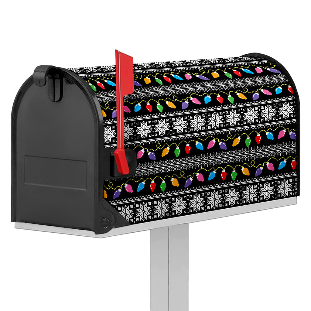 Christmas Tree Lights Print Mailbox Cover