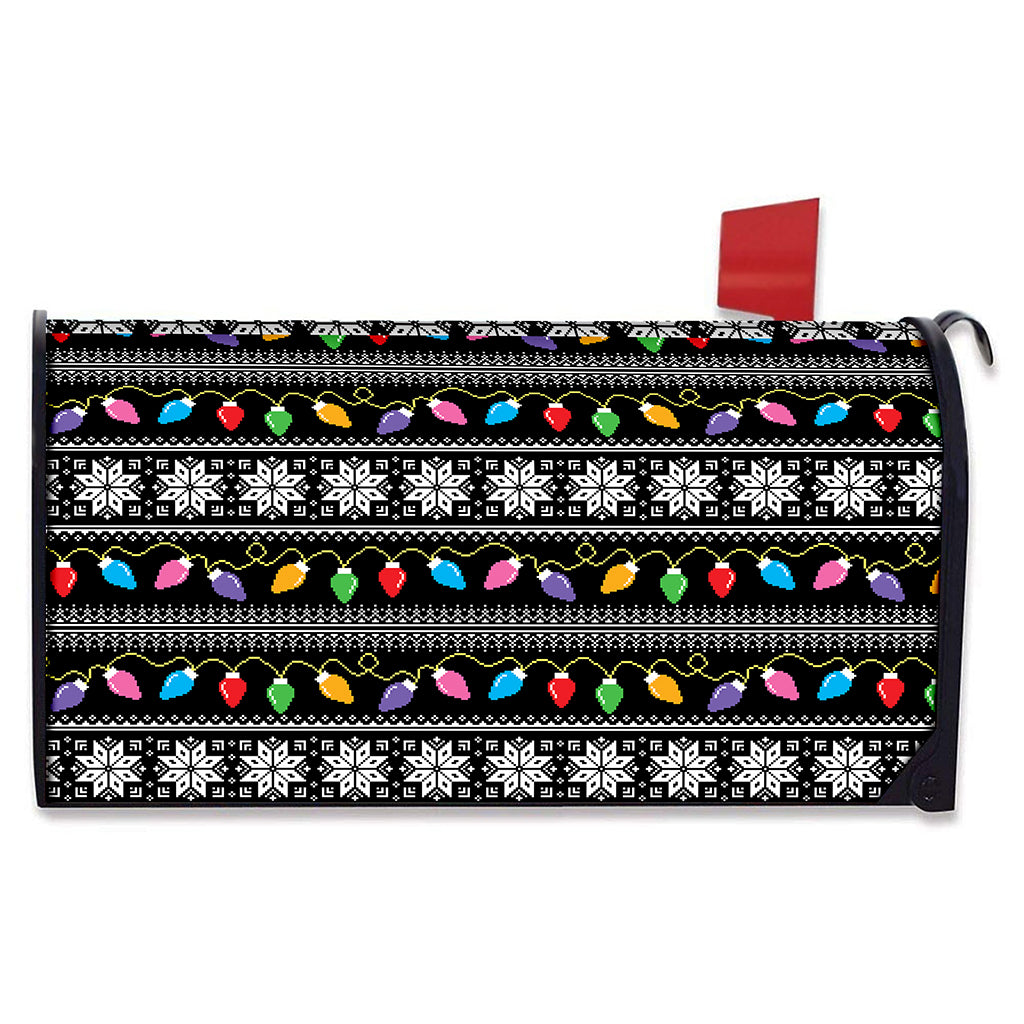 Christmas Tree Lights Print Mailbox Cover