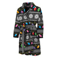 Christmas Tree Lights Print Men's Bathrobe