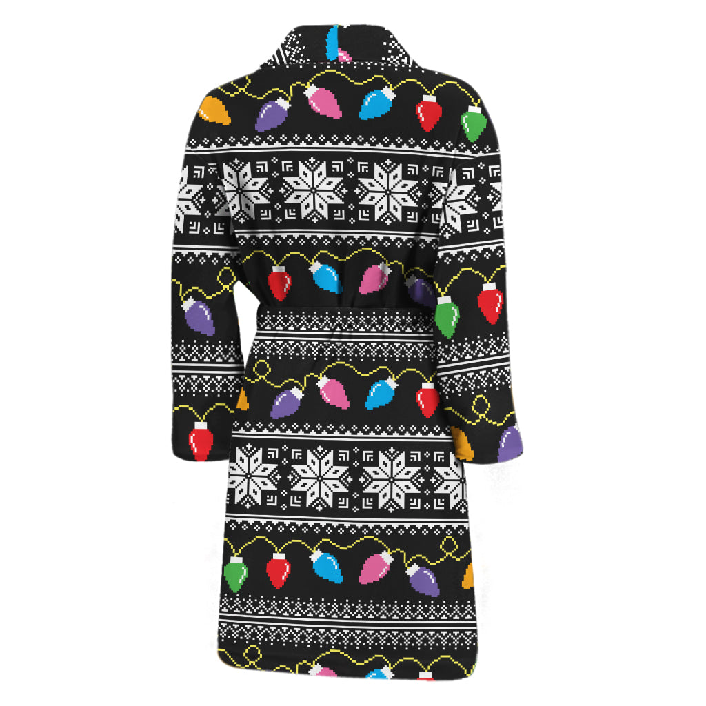 Christmas Tree Lights Print Men's Bathrobe