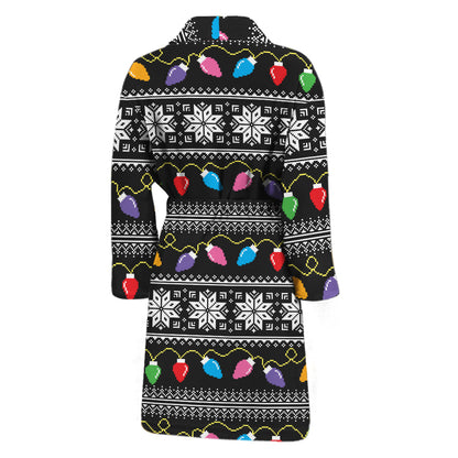 Christmas Tree Lights Print Men's Bathrobe