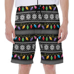 Christmas Tree Lights Print Men's Beach Shorts