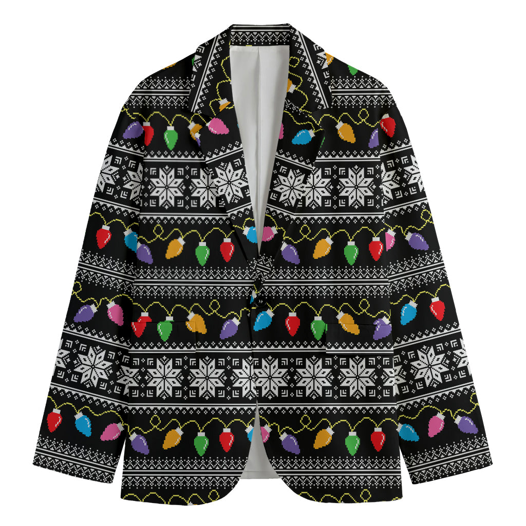 Christmas Tree Lights Print Men's Blazer