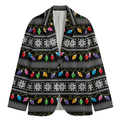 Christmas Tree Lights Print Men's Blazer