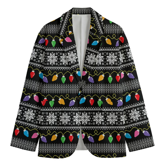 Christmas Tree Lights Print Men's Blazer