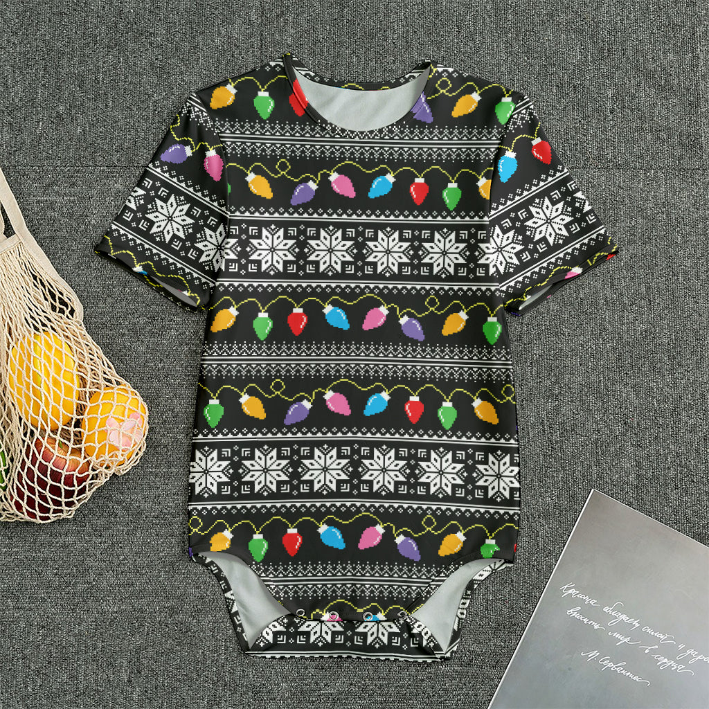 Christmas Tree Lights Print Men's Bodysuit