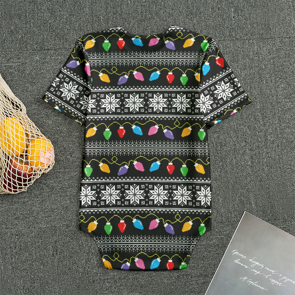 Christmas Tree Lights Print Men's Bodysuit
