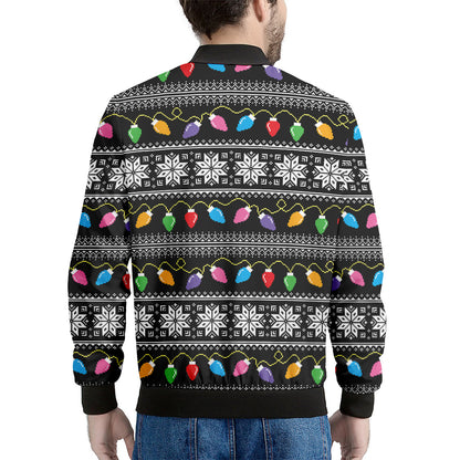 Christmas Tree Lights Print Men's Bomber Jacket