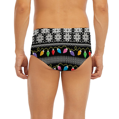 Christmas Tree Lights Print Men's Briefs