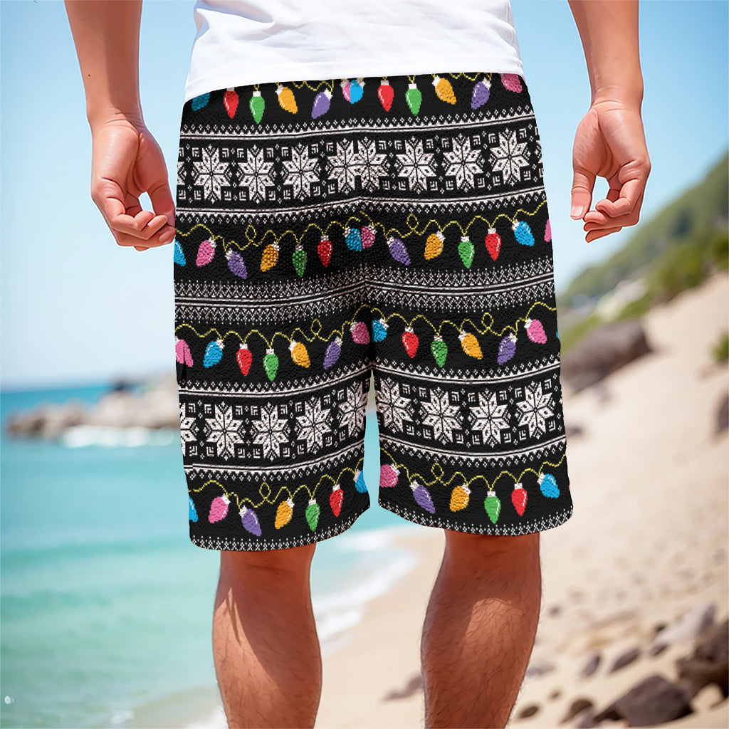 Christmas Tree Lights Print Men's Cargo Shorts