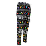 Christmas Tree Lights Print Men's Compression Pants