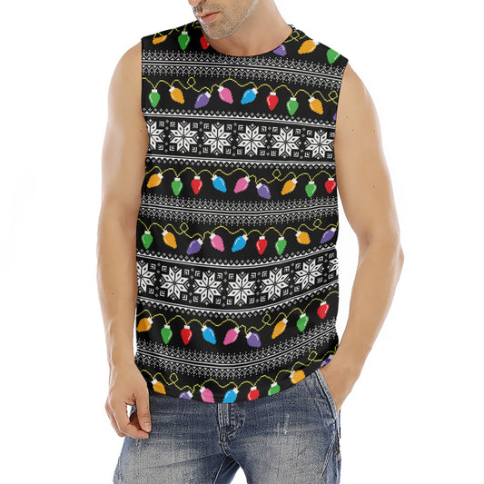 Christmas Tree Lights Print Men's Fitness Tank Top