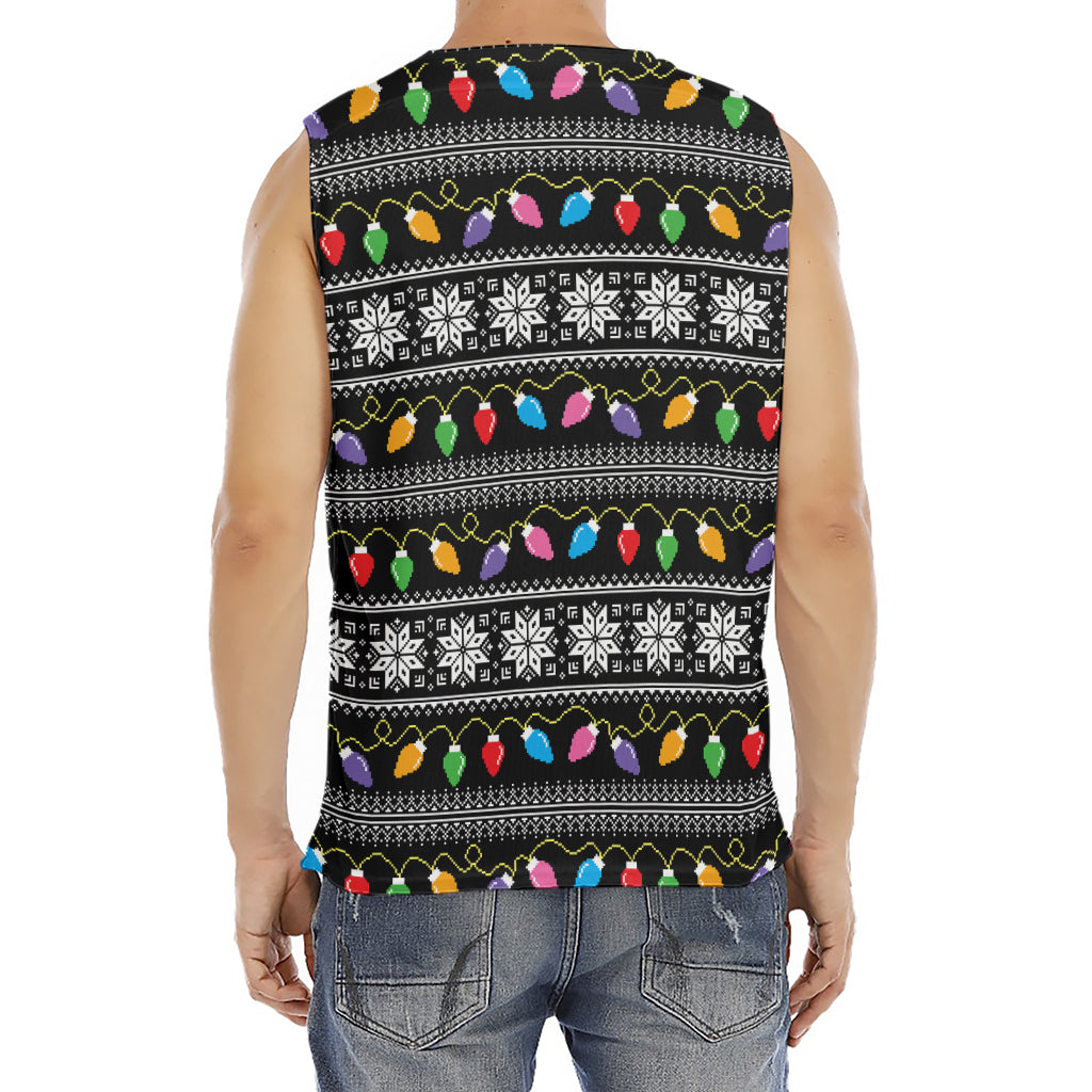Christmas Tree Lights Print Men's Fitness Tank Top