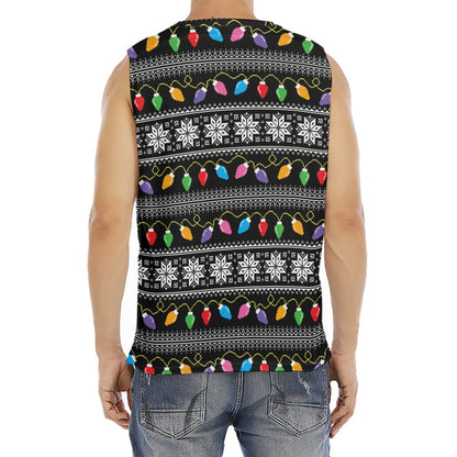 Christmas Tree Lights Print Men's Fitness Tank Top