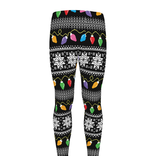 Christmas Tree Lights Print Men's leggings