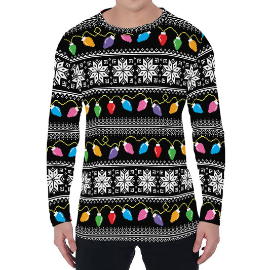 Christmas Tree Lights Print Men's Long Sleeve T-Shirt