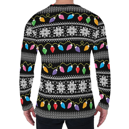 Christmas Tree Lights Print Men's Long Sleeve T-Shirt