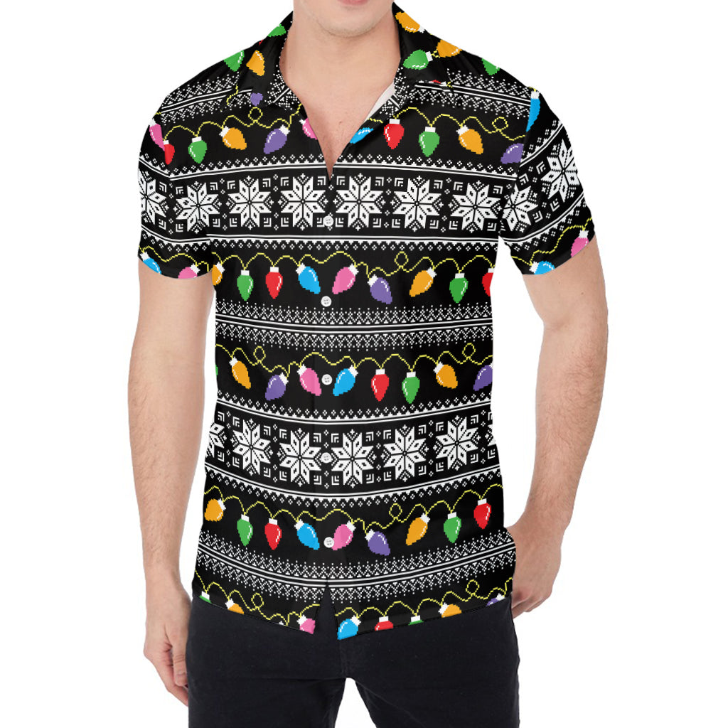 Christmas Tree Lights Print Men's Shirt