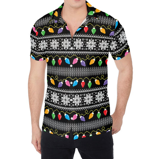 Christmas Tree Lights Print Men's Shirt
