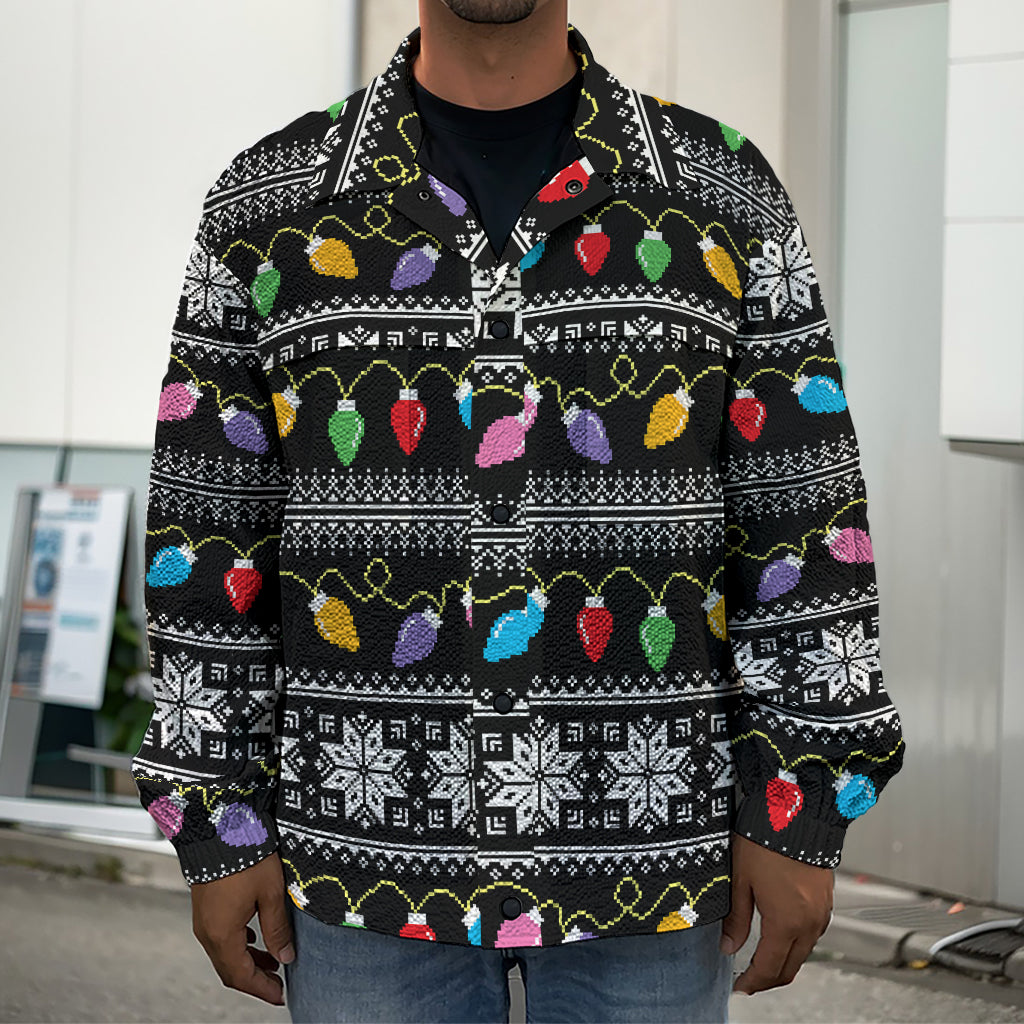 Christmas Tree Lights Print Men's Shirt Jacket