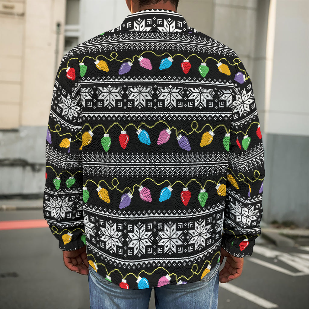 Christmas Tree Lights Print Men's Shirt Jacket
