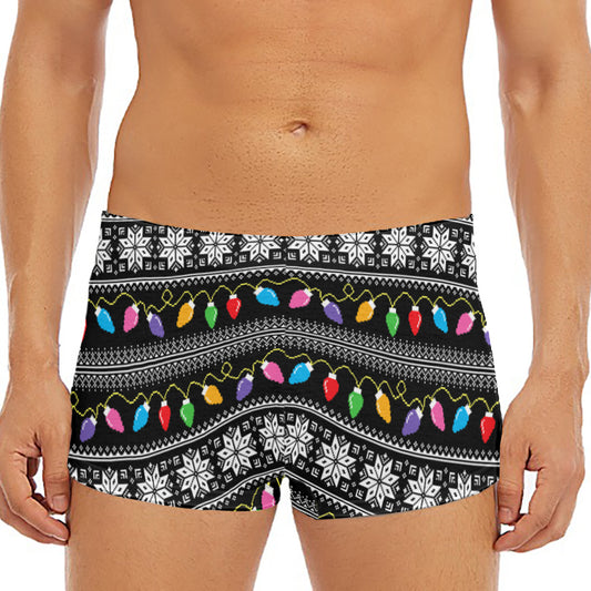 Christmas Tree Lights Print Men's Short Boxer Briefs