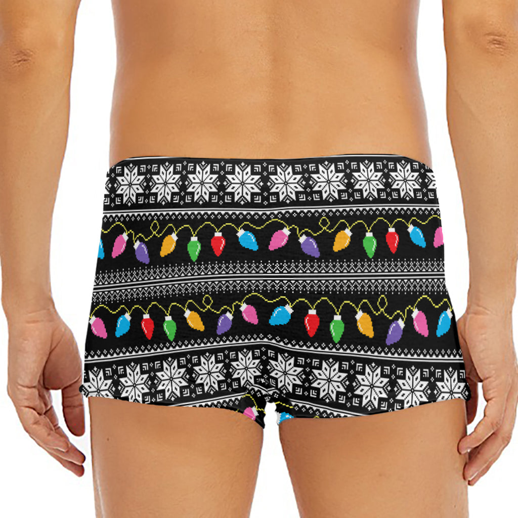 Christmas Tree Lights Print Men's Short Boxer Briefs
