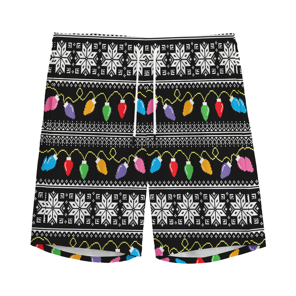 Christmas Tree Lights Print Men's Sports Shorts