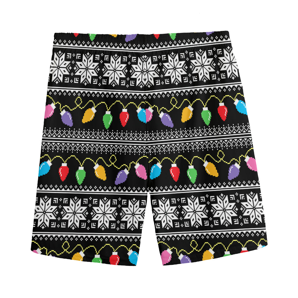 Christmas Tree Lights Print Men's Sports Shorts