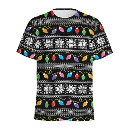 Christmas Tree Lights Print Men's Sports T-Shirt