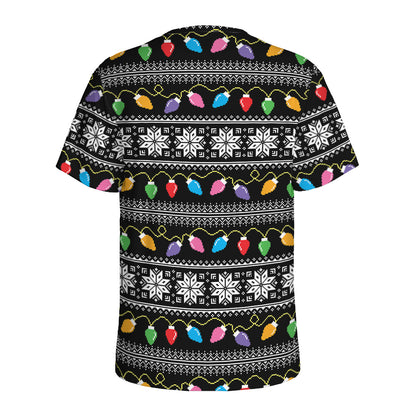 Christmas Tree Lights Print Men's Sports T-Shirt