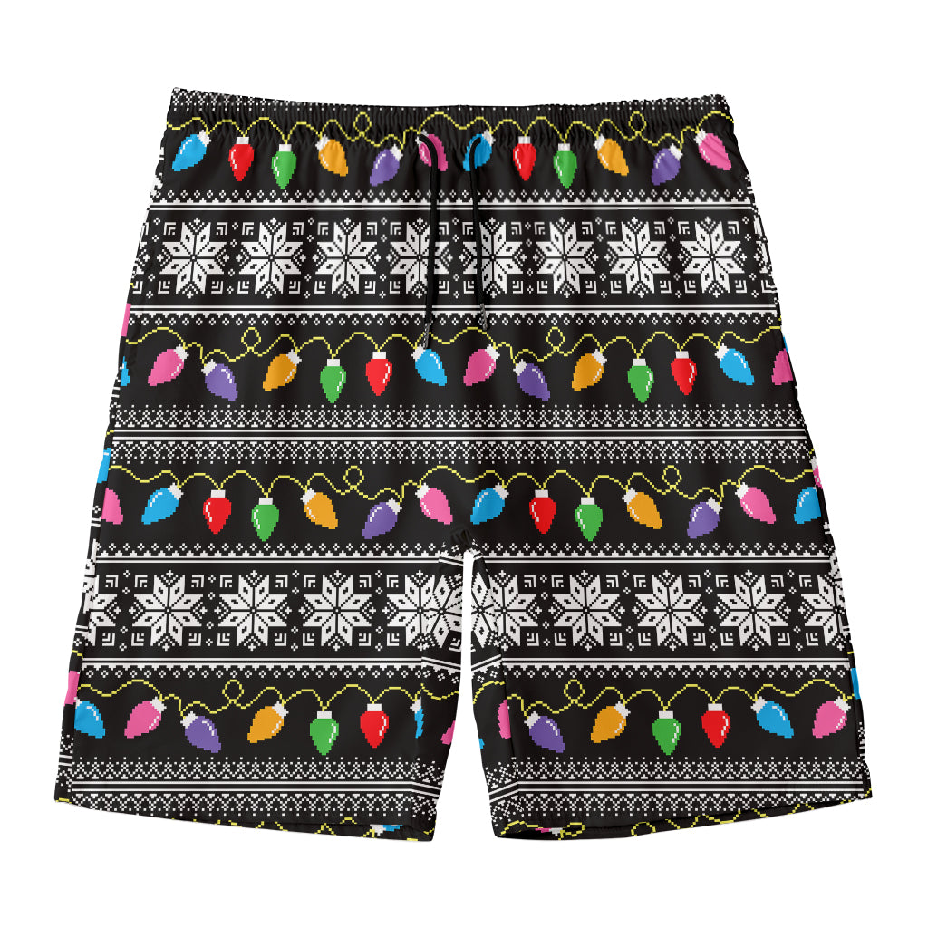 Christmas Tree Lights Print Men's Swim Trunks