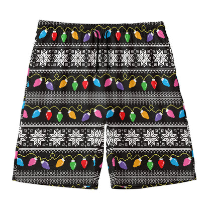 Christmas Tree Lights Print Men's Swim Trunks