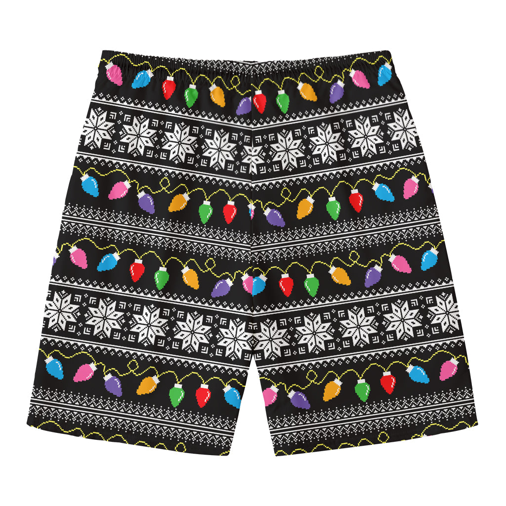 Christmas Tree Lights Print Men's Swim Trunks