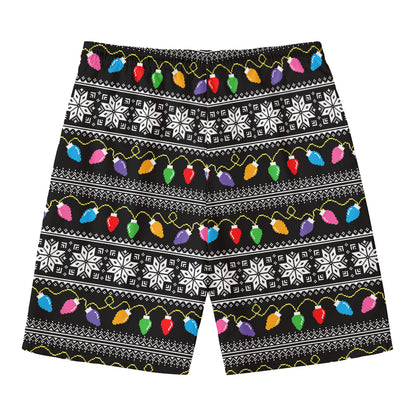 Christmas Tree Lights Print Men's Swim Trunks