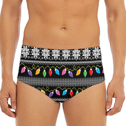 Christmas Tree Lights Print Men's Triangle Swim Briefs